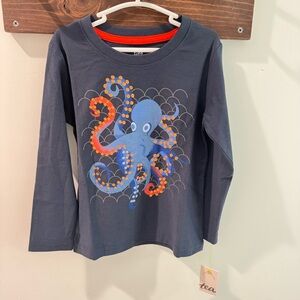NWT Tea Collection Minhwa Octopus Graphic Tee in Indigo Size 3T‎